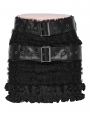 Black Gothic Cute Punk Mesh Mini Skirt with Detachable Belt