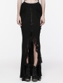 Black Gothic Front Split Lace Ruffled Long Skirt