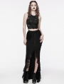 Black Gothic Front Split Lace Ruffled Long Skirt