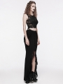 Black Gothic Front Split Lace Ruffled Long Skirt