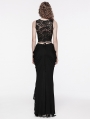 Black Gothic Front Split Lace Ruffled Long Skirt