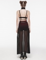 Black and Red Gothic Daily Chiffon Sheer High Slit Maxi Skirt