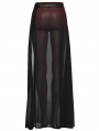 Black and Red Gothic Daily Chiffon Sheer High Slit Maxi Skirt