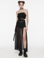 Black Gothic Daily Chiffon Sheer High Slit Maxi Skirt