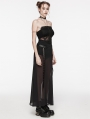 Black Gothic Daily Chiffon Sheer High Slit Maxi Skirt