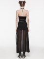 Black Gothic Daily Chiffon Sheer High Slit Maxi Skirt