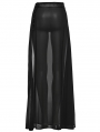 Black Gothic Daily Chiffon Sheer High Slit Maxi Skirt