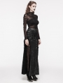 Black Gorgeous Lace Ruffle Trim Gothic Maxi Skirt