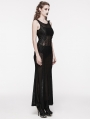 Black Gothic Fin Perspective Mesh Sleeveless Long Sexy Dress
