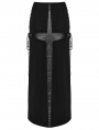 Black Gothic Punk Cross Splicing Eyelet Drawstring Long Skirt