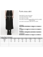 Black Gothic Punk Cross Splicing Eyelet Drawstring Long Skirt