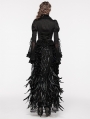 Black Gorgeous Queen Rose Feather Embellished Gothic Long Skirt