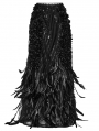 Black Gorgeous Queen Rose Feather Embellished Gothic Long Skirt