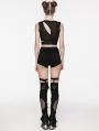 Black Gothic Punk Perspective Long Leg Warmers for Women