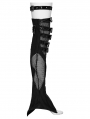 Black Gothic Punk Perspective Long Leg Warmers for Women