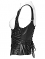 Black Gothic Punk Steel Boned Underbust Corset Vest Top for Women