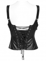 Black Gothic Punk Steel Boned Underbust Corset Vest Top for Women