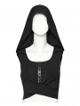 Black Gothic Wasteland Hooded Knit Crop Top for Women