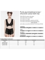 Black Gothic Punk Asymmetrical Overlapping Crop Top for Women