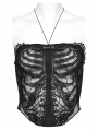 Black Gothic Skeleton Perspective Sexy Halter Cami Top for Women