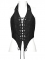 Black Punk Gothic Punk Halter Lace-Up Vest Top for Women