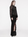 Black Gothic Vintage See-Through Lace Puff Sleeves Shirt for Women