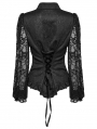 Black Gothic Vintage See-Through Lace Puff Sleeves Shirt for Women