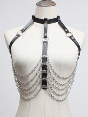 Black Gothic Punk Rock Chains Body Harness