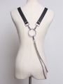 Black Gothic Punk Leather Buckle Chain Belt Harness with Detachable Bag