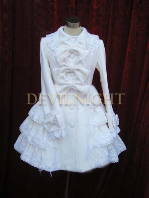 White Sweet Princess Bow Winter Lolita Coat