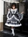 Black and Gray Diamond Pattern Embroidered Vintage Gothic Lolita OP Dress