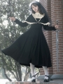 Black and Beige Gothic Nun Fake Two-Piece Ruffle Trim Lolita OP Dress