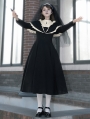 Black and Beige Gothic Nun Fake Two-Piece Ruffle Trim Lolita OP Dress