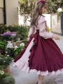 Purple Rose Embroidery Classic Fake Two-Piece Lolita OP Dress