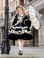 Black and Beige Ruffle Square Neck Vintage Doll Gothic Lolita OP Dress