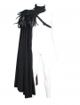 Black Gothic Medieval One Shoulder Feather Long Cape for Men