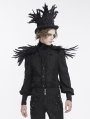 Black Gothic Vintage Feather Fur Beaded Collar for Men