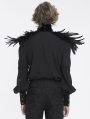 Black Gothic Vintage Feather Fur Beaded Collar for Men