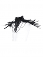 Black Gothic Vintage Feather Fur Beaded Collar for Men