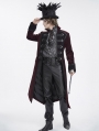 Wine Red Gothic Vintage Pattern Party Swallowtail Jacket for Men