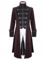 Wine Red Gothic Vintage Pattern Party Swallowtail Jacket for Men