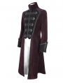 Wine Red Gothic Vintage Pattern Party Swallowtail Jacket for Men