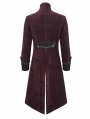 Wine Red Gothic Vintage Pattern Party Swallowtail Jacket for Men