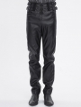 Black Gothic Punk Buckle Strap Layered Chain Pants for Men
