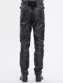 Black Gothic Punk Buckle Strap Layered Chain Pants for Men