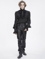 Black Gothic Punk Buckle Strap Layered Chain Pants for Men