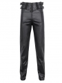 Black Gothic Punk Buckle Strap Layered Chain Pants for Men