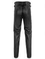 Black Gothic Punk Buckle Strap Layered Chain Pants for Men