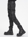 Black and Silver Studded Punk Gothic Leather Fitted Pants for Men