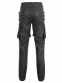 Black and Silver Studded Punk Gothic Leather Fitted Pants for Men